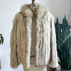 Saga Fox Women's Regular Beige Fox Fur Coat Vintage 70’s  Elegant Outerwear